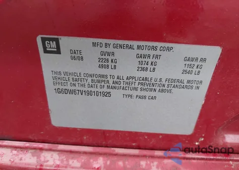 2009 Cadillac Sts V6 из США, поврежденный, VIN 1G6DW67V190101925